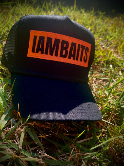 Orange and black trucker hats