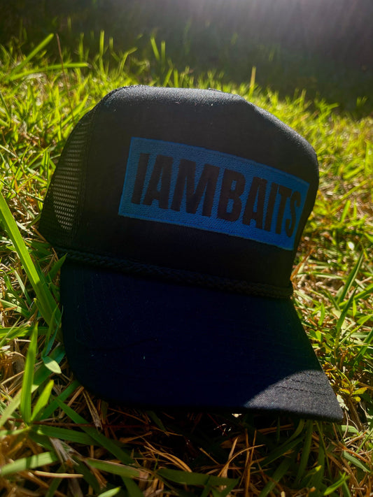 IAMBAITS: black and blue trucker hat